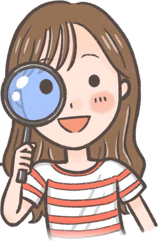 虫眼鏡でお部屋を探す女性のイラスト
