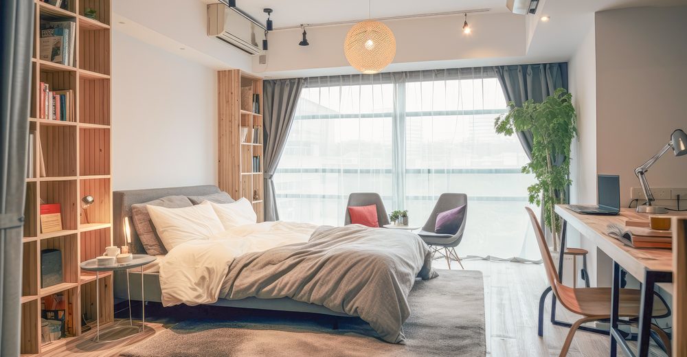 明るいワンルームの住まいのイメージ